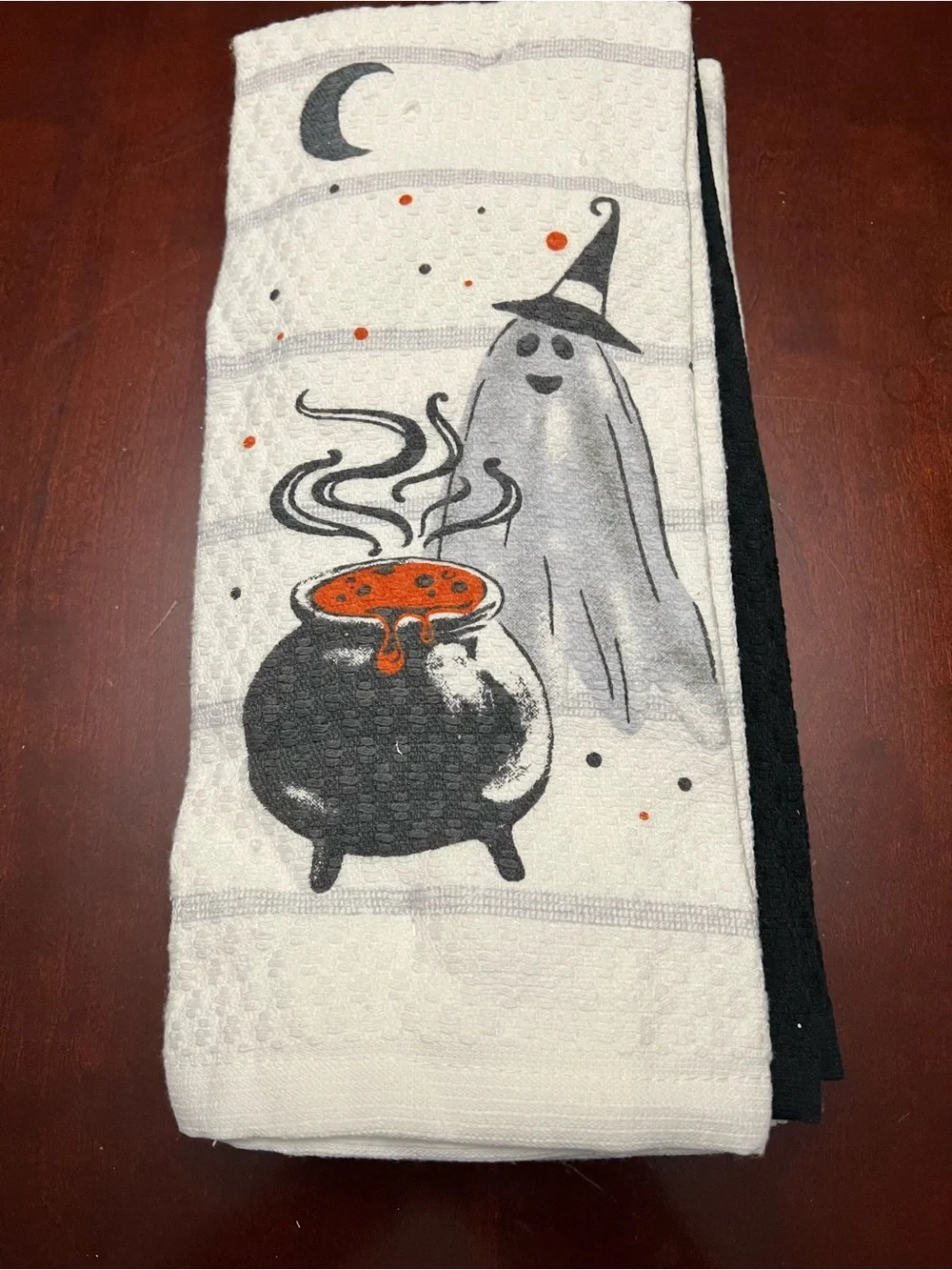 Martha Stewart Halloween Ghost & Cauldron Kitchen Towels - Black, White, Orange